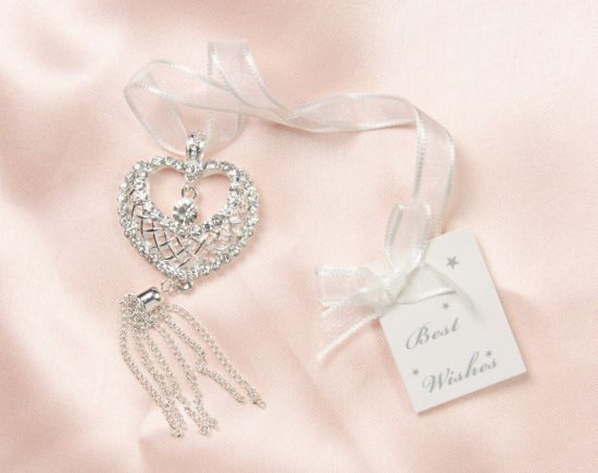 Wedding Bridal Charm Heart with Dropping Chain - Silver