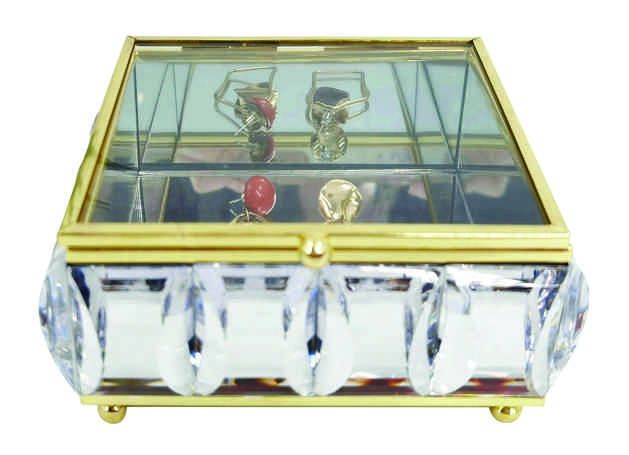 Square Diamante Mirrored Jewelry Box