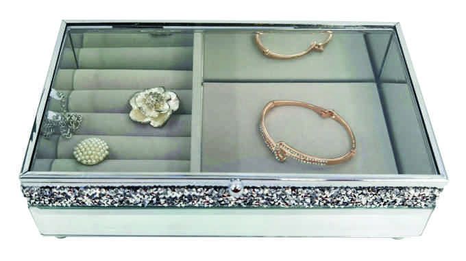 Crushed Diamante Mirrored Jewellery Box