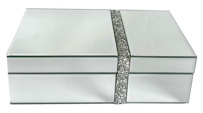 Top Crushed Diamante Mirrored Jewellery Box