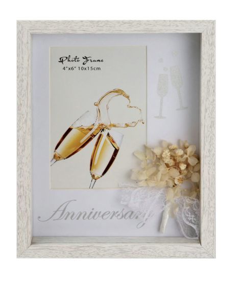 MDF 4x6 Photo Frame with Decorative Preserved Flowers for Anniversary