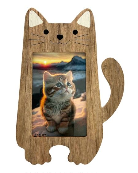 Brown MDF Cat OR Dog Shape Photo Frame