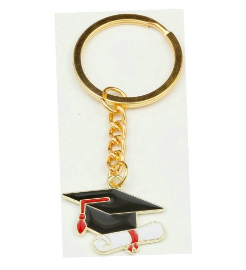 Gold Graduation Cap Tassel Diploma Keychain