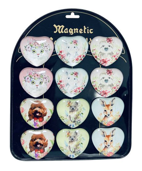 Heart Shaped Magnets with Cute Animals