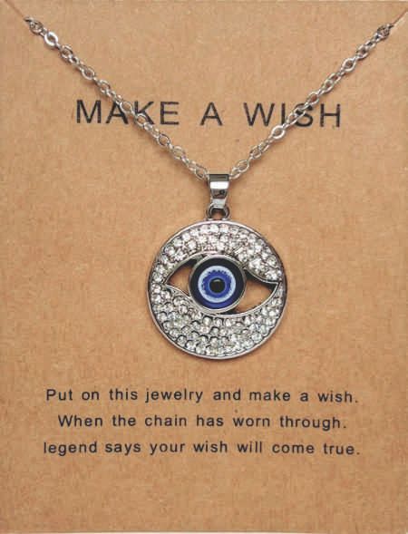 Round Diamante Evil Eye Fashion Necklace