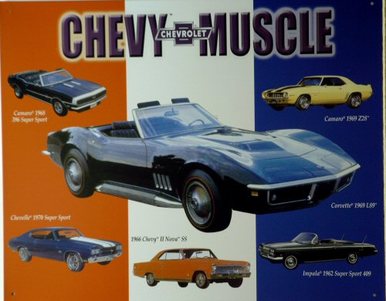 Tin Sign - Chevy Muscle Cars